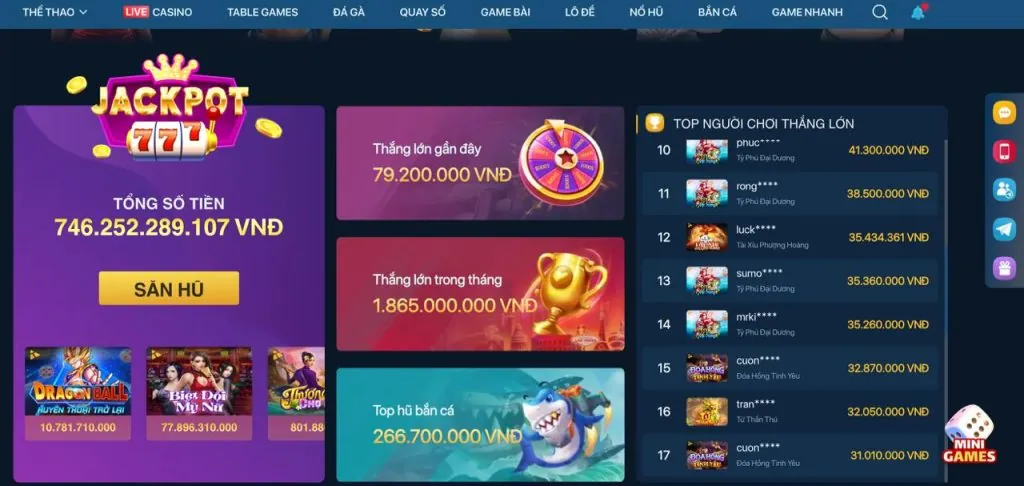 Thưởng nạp tiền S777